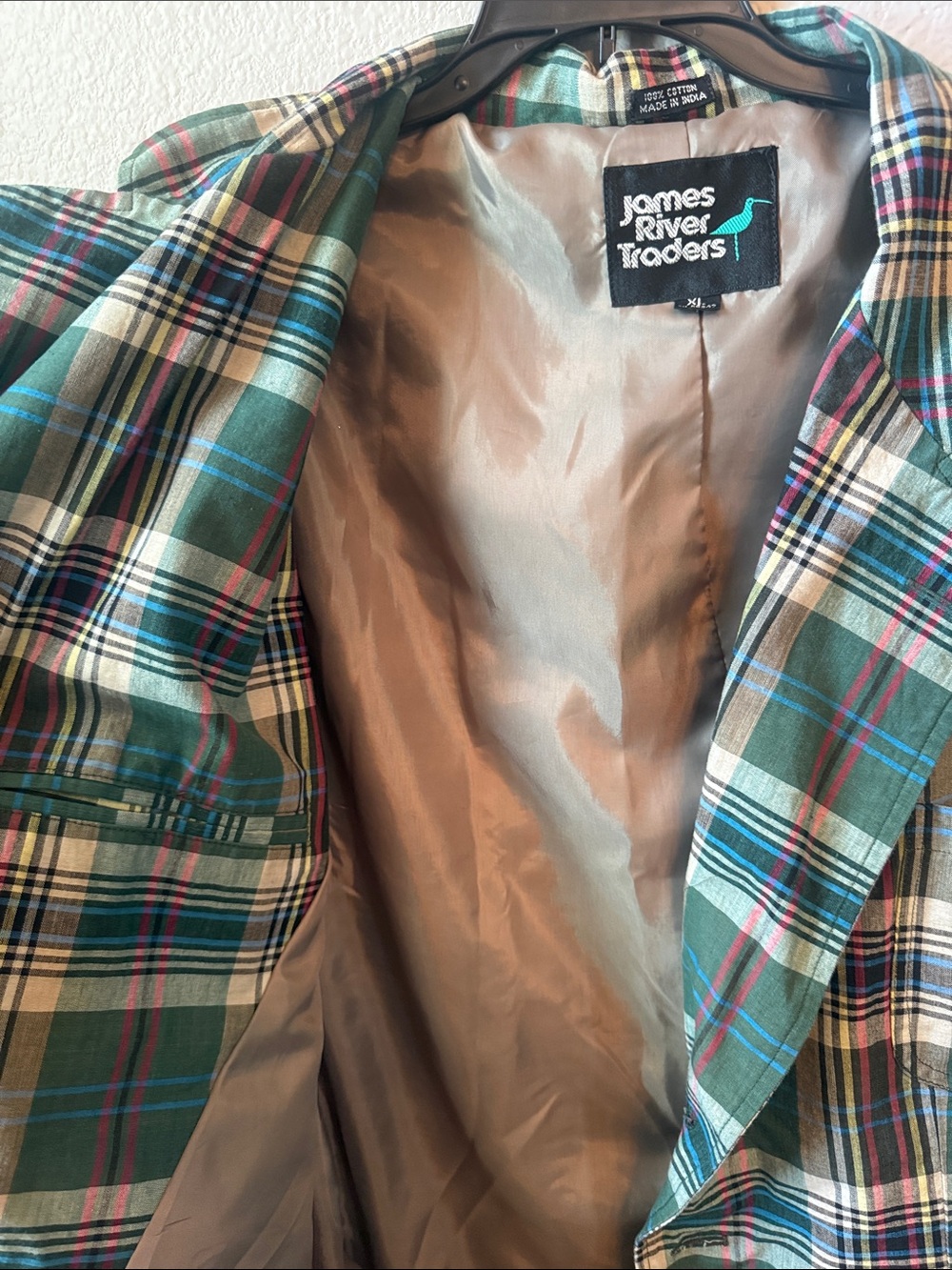 XL Vintage James River Traders Green Plaid Men's Sports Coat Blazer Jacket - Picture 7 of 11